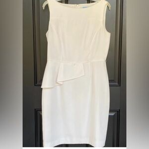 Antonio Melani White Sleeveless Asymmetric Peplum Sheath Dress Size 10 NWT